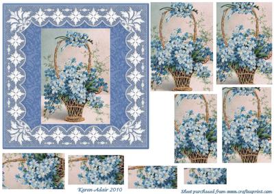 Forget Me Nots 'n Lace Spiral Pyramid Square Card Front