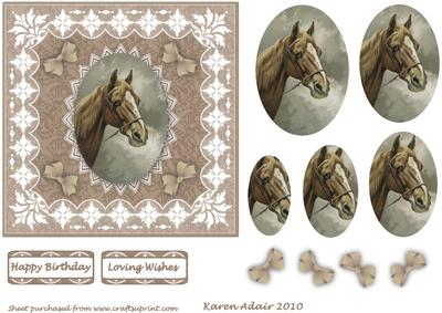 Horse Cameo 'n Lace Pyramid Square Card Front