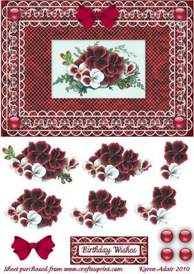 Pansies 'n Lace Step by Step Card Front