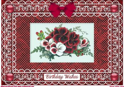 Pansies 'n Lace A4 Card Front