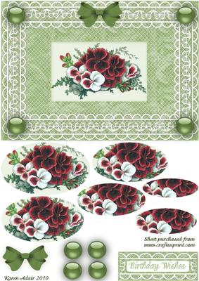 Pansies 'n Lace Pyramid Card Front