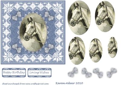 Horse Cameo 'n Lace Pyramid Square Card Front2