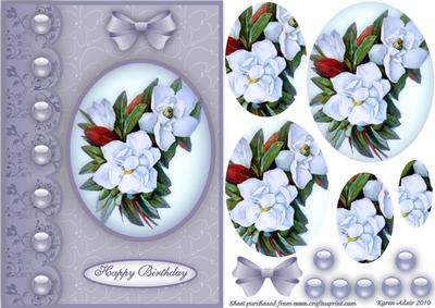 Camelia Cameo in Blue A5 Pyramid Card Front