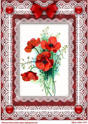 Poppies 'n Lace A4 Card Front