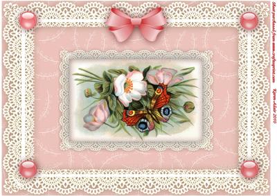 Butterflies, Blooms 'n Lace A4 Card Front