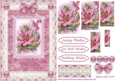 Floral Fantasy 'n Lace A5 Pyramid Card Front