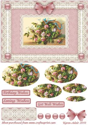 Brimful of Roses 'n Lace A5 Pyramid Card Front