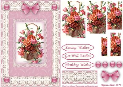 Floral Basket 'n Lace A5 Spiral Pyramid Card Front