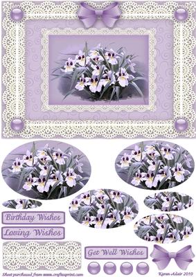 Orchids 'n Lace in Lilac A5 Pyramid Card Front