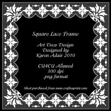 Art Deco Square Lace Frame Digital Embellishment