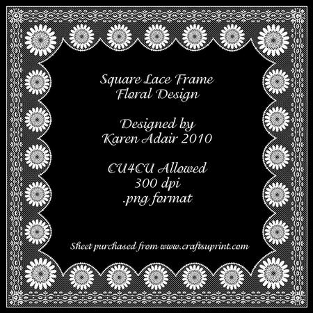 Floral Square Lace Frame Digital Embellishment