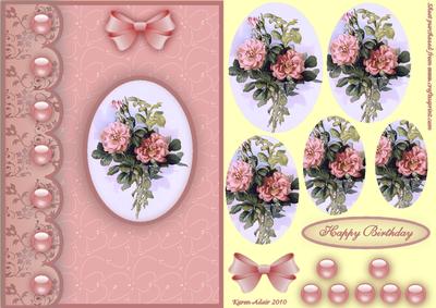 Blush Roses Cameo A5 Pyramid Card Front
