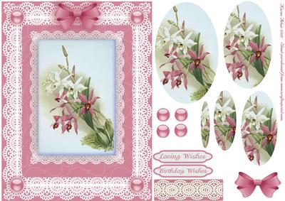 Orchids 'n Lace 2 A5 Pyramid Card Front
