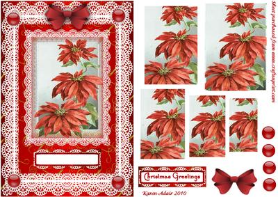 Christmas Poinsettia 'n Lace A5 Pyramid Card Front