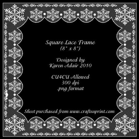 Snowflakes Square Lace Frame Digital Embellishment