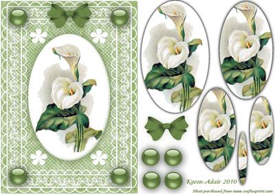Calla Lily 'n Butterfly Lace A5 Pyramid Card Front