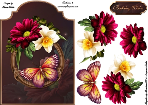 Spring Flowers Screen Shaped Card Front with Step by Step