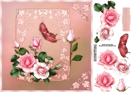 A Rose Blush - 8 Square Card Front with Step by step