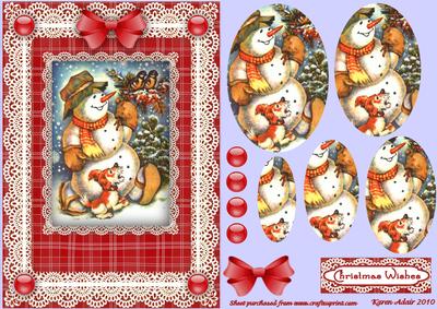 The Happy Snowman 'n Lace A5 Pyramid Card Front