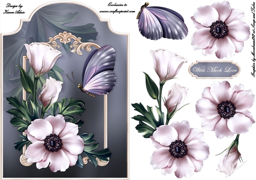 Blissful Blooms Screen Shaped Card Front with Step by Step