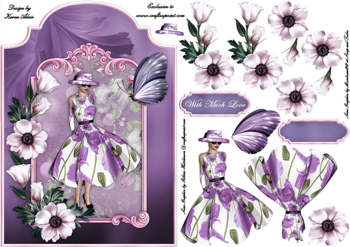 Floral Fancy Screen Shaped Card Front with Step by Step