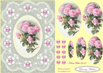 Pink Roses 'n Lace 2 Pyramid Card Front