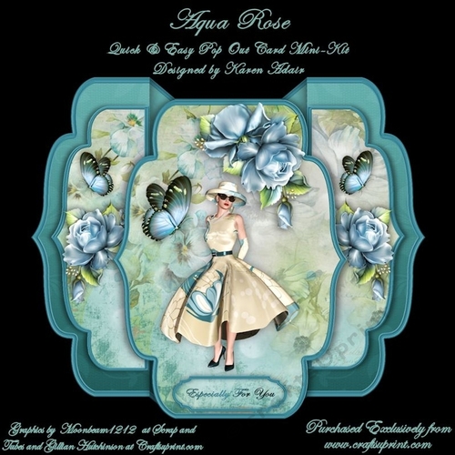 Aqua Rose Quick & Easy Pop-out Card Mini-kit