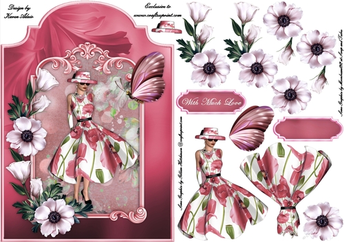 Floral Fancy 2 - Screen Shaped Card Front with Step by Step