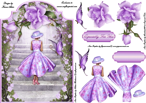 The Rose Grove - 3 - Screen Shaped Card Front with Step by Step
