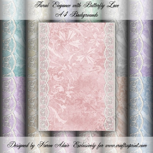 Floral Elegance with Butterfly Lace Background Paper Pack