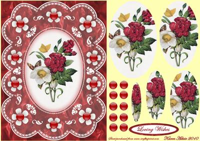 Carnations, Butterflies 'n Lace A5 Pyramid Card Front