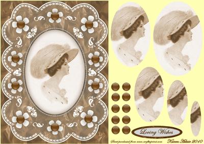 Vintage Lady Cameo 'n Lace A5 Pyramid Card Front