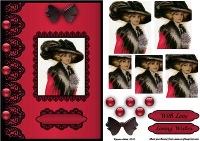 A Vision in Scarlet 'n Lace Pyramid Card