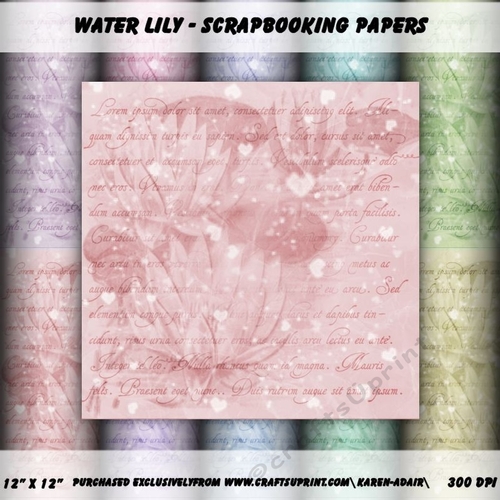 Water Lily - Scrapbooking Paper Set