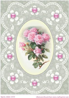 Pink Roses 'n Lace A4 Card Front