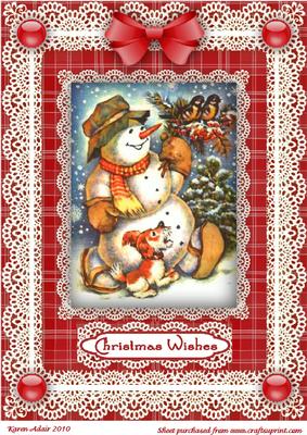 The Happy Snowman 'n Lace A4 Card Front