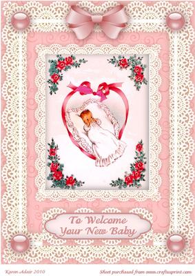 To Welcome Your New Baby Girl 'n Lace A4 Card Front