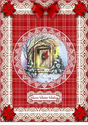 Warm Winter Wishes 'n Lace A4 Card Front