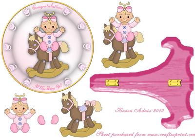 New Baby Girl Plate Card & Stand Step by Step 2