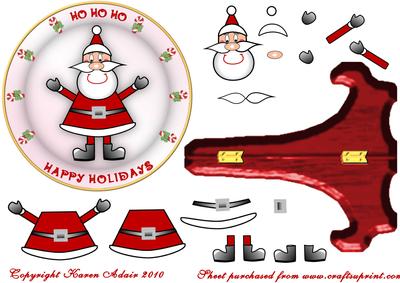 Jolly Santa Plate Card & Stand with Step by Step