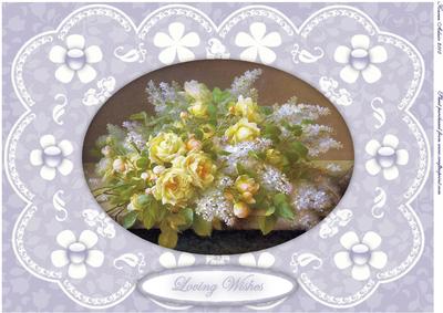 Yellow Roses, Lilac 'n Lace A4 Card Front