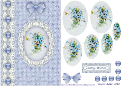 Forget Me Nots 'n Lace Edged Pyramid Card Front