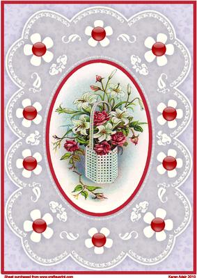 Roses, Lilys 'n Lace A4 Card Front