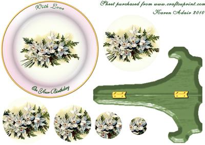 Delightful Daffodils Plate Card & Stand with Pyramid