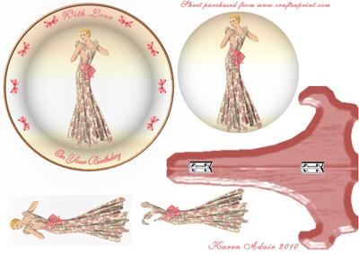 Glamour Girl Plate Card & Stand with Step by Step