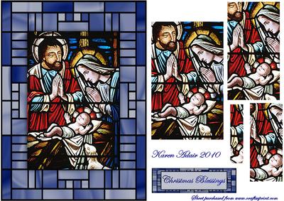 Unto Us a Child is Born Stained Glass Pyramid Card Front