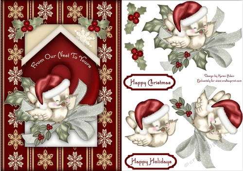 Christmas Tweets - Card Front with Step-by-Step