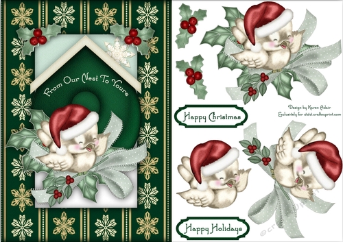 Christmas Tweets 2 - Card Front with Step-by-Step