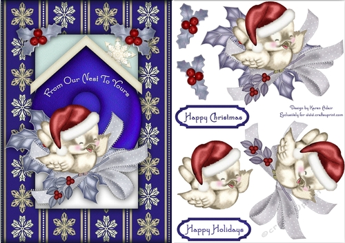 Christmas Tweets 3 - Card Front with Step-by-Step