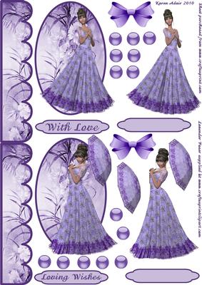 Lavender Posers - Toppers for A6 Cards